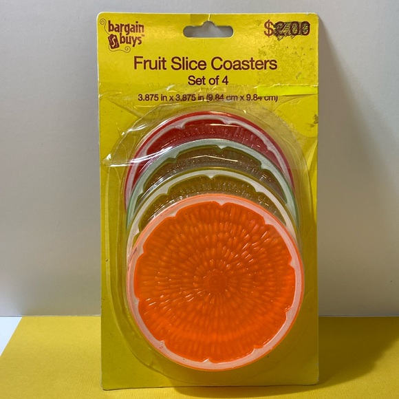 NIB Vintage 1980’s Fruit Slice Coasters - Picture 1 of 3
